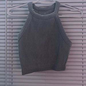 cropped gray aerie top. double lined.